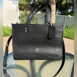 Coach Full Size Dempsy Carryall/Crossbody Black pebble leather